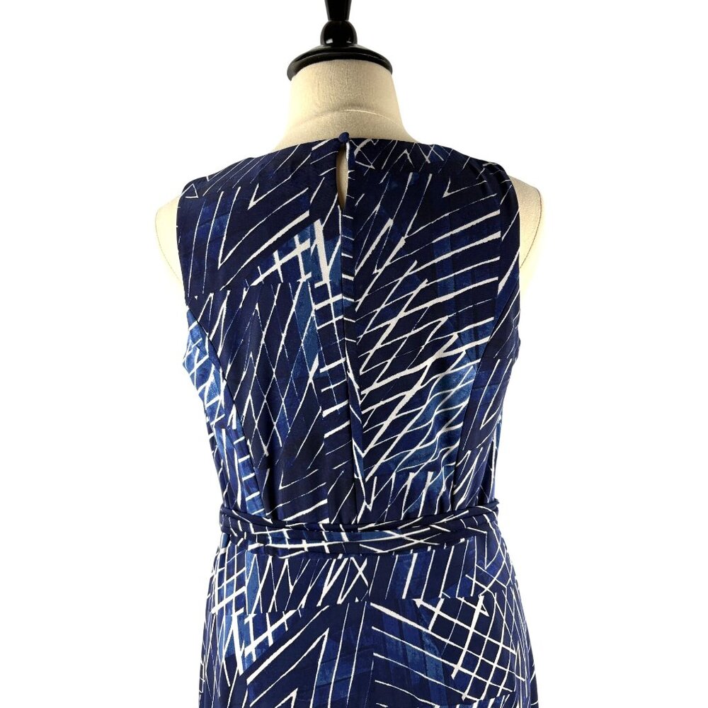 Lauren Ralph Lauren Geometric Print Sleeveless Maxi Dress with Belt Women's 14W - Picture 9 of 16
